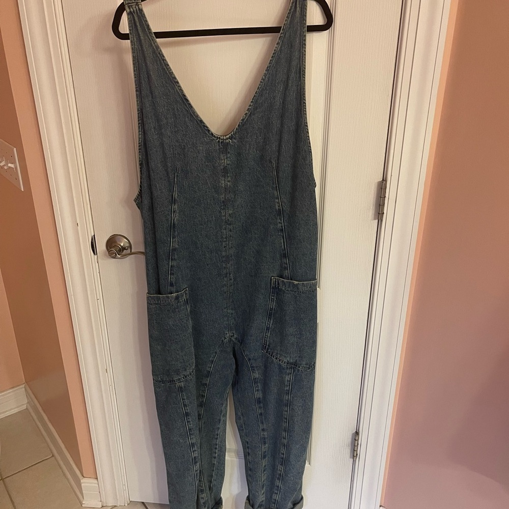 We The Free Blue Denim Overalls